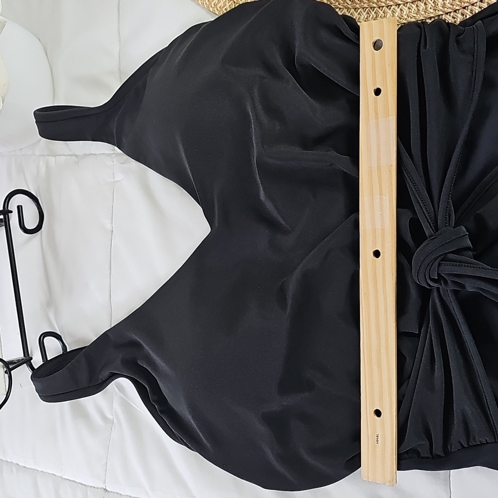 Aqua Green Black Waist Tie One Piece Swimsuit Vacation Beach Resortwear - Picture 11 of 15